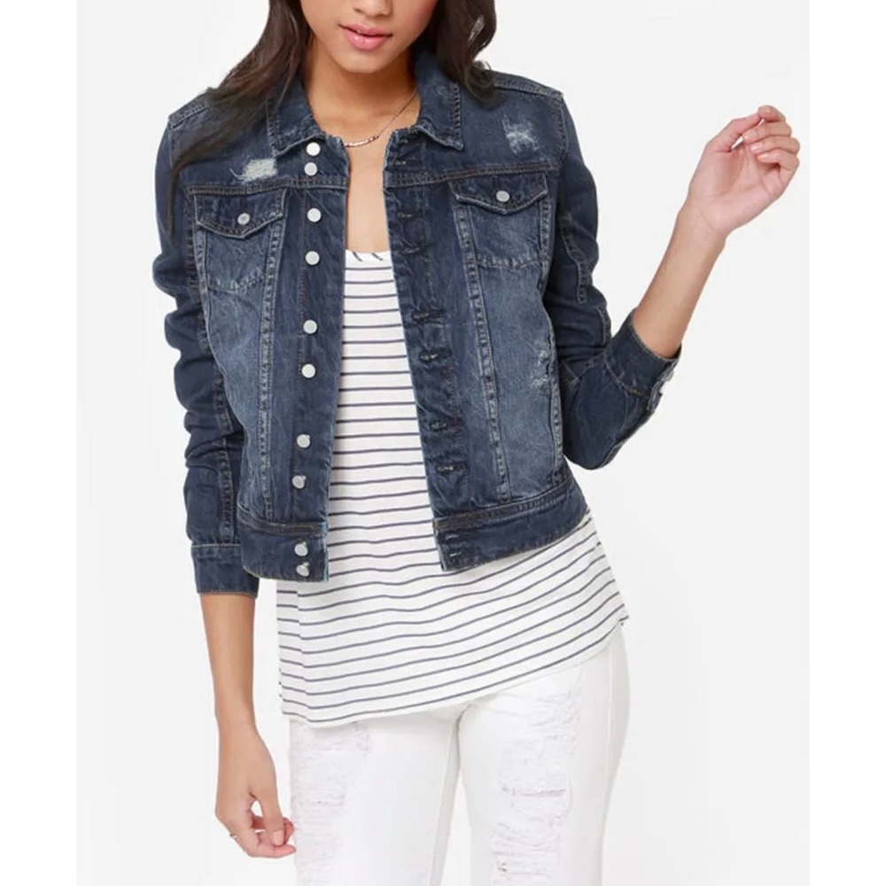 Blank Nyc - Basic Distressed Denim Jacket / Small - image 1